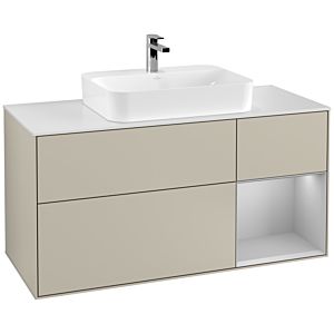 Villeroy and Boch Finion Villeroy and Boch Finion F421GJHH 120cm, cover plate matt white, shelf on the right light gray matt, Sand Matt Lacquer