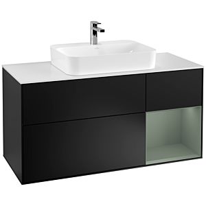 Villeroy and Boch Finion Villeroy and Boch Finion F421GMPD 120cm, cover plate matt white, shelf on the right Olive Matt Lacquer , matt black lacquer