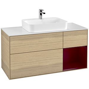 Villeroy et Boch Finion Villeroy et Boch F421HBPC 120cm, plaque de finition blanc mat, étagère à droite Peony , Oak Veneer