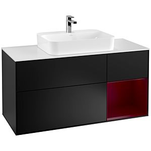 Villeroy and Boch Finion Villeroy and Boch Finion F421HBPD 120cm, cover plate white matt, shelf on the right Peony , black matt lacquer