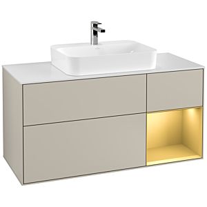 Villeroy and Boch Finion Villeroy and Boch Finion F421HFHH 120cm, cover plate white matt, shelf right gold matt, Sand Matt Lacquer