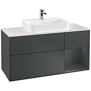 Villeroy and Boch Finion Villeroy and Boch Finion F421HGHG 120cm, cover plate matt white, shelf on the right Midnight Blue Matt Lacquer , Midnight Blue Matt Lacquer