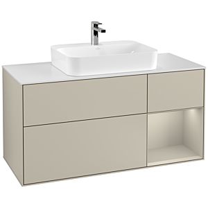 Villeroy and Boch Finion Villeroy and Boch Finion F421HHHH 120cm, cover plate white matt, shelf on the right Sand matt, Sand Matt Lacquer