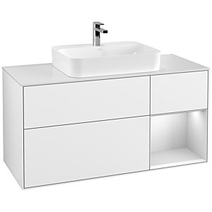 Villeroy and Boch Finion Villeroy and Boch Finion F421MTGF 120cm, cover plate white matt, shelf on the right white matt lacquer, glossy white lacquer
