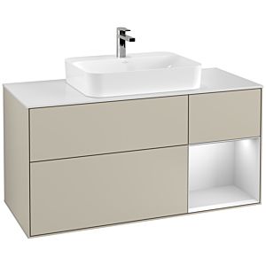 Villeroy and Boch Finion Villeroy and Boch Finion F421MTHH 120cm, cover plate white matt, shelf on the right white matt lacquer, Sand Matt Lacquer