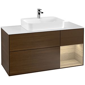 Villeroy et Boch Finion Villeroy et Boch F421PCGN 120cm, plaque de finition blanc mat, étagère à droite Oak Veneer , placage Oak Veneer