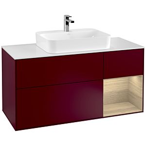 Villeroy et Boch Finion Villeroy et Boch F421PCHB 120cm, plaque de finition blanc mat, étagère à droite Oak Veneer , Peony Matt