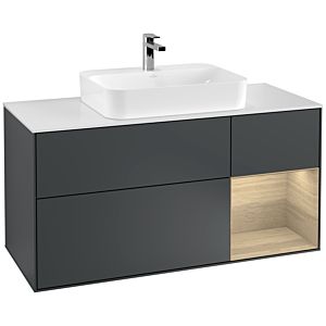 Villeroy and Boch Finion Villeroy and Boch Finion F421PCHG 120cm, cover plate matt white, shelf on the right Oak Veneer , Midnight Blue Matt Lacquer