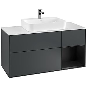 Villeroy and Boch Finion Villeroy and Boch Finion F421PDHG 120cm, cover plate white matt, shelf on the right black matt lacquer, Midnight Blue Matt Lacquer
