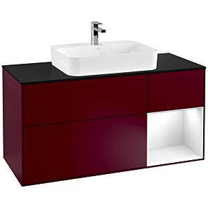 Villeroy and Boch Finion Villeroy and Boch Finion F422GFHB 120cm, cover plate black matt, shelf on the right glossy white lacquer, Peony Matt