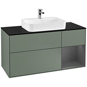 Villeroy and Boch Finion Villeroy and Boch Finion F422GKGM 120cm, cover plate black matt, shelf right Anthracite matt, Olive Matt Lacquer