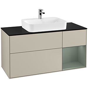 Villeroy and Boch Finion Villeroy and Boch Finion F422GMHH 120cm, cover plate black matt, shelf on the right Olive Matt Lacquer , Sand Matt Lacquer