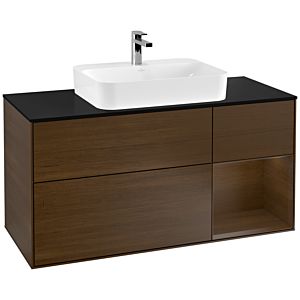 Villeroy and Boch Finion Villeroy and Boch Finion F422GNGN 120cm, cover plate black matt, shelf right Walnut veneer, Walnut veneer