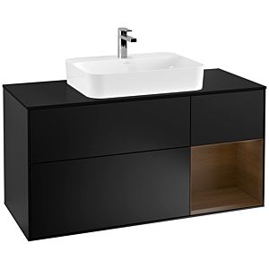 Villeroy and Boch Finion Villeroy and Boch Finion F422GNPD 120cm, cover plate black matt, shelf on the right walnut veneer, black matt lacquer
