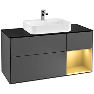 Villeroy and Boch Finion Villeroy and Boch Finion F422HFGK 120cm, cover plate black matt, shelf right gold matt, anthracite matt