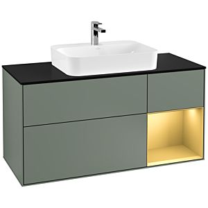 Villeroy and Boch Finion Villeroy and Boch Finion F422HFGM 120cm, cover plate black matt, shelf right gold matt, Olive Matt Lacquer