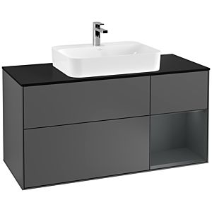 Villeroy and Boch Finion Villeroy and Boch Finion F422HGGK 120cm, cover plate black matt, shelf right Midnight Blue Matt Lacquer , anthracite matt