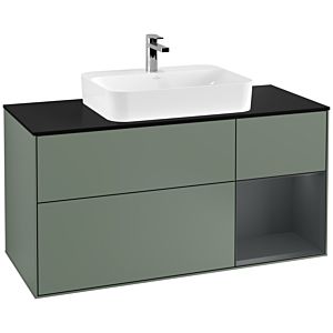 Villeroy and Boch Finion Villeroy and Boch Finion F422HGGM 120cm, cover plate matt black, shelf on the right Midnight Blue Matt Lacquer , Olive Matt Lacquer