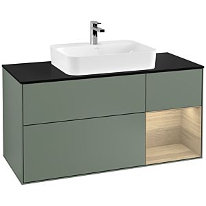 Villeroy and Boch Finion Villeroy and Boch Finion F422PCGM 120cm, cover plate black matt, shelf on the right Oak Veneer , Olive Matt Lacquer