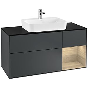 Villeroy and Boch Finion Villeroy and Boch Finion F422PCHG 120cm, cover plate matt black, shelf on the right Oak Veneer , Midnight Blue Matt Lacquer