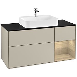 Villeroy and Boch Finion Villeroy and Boch Finion F422PCHH 120cm, cover plate black matt, shelf on the right Oak Veneer , Sand Matt Lacquer