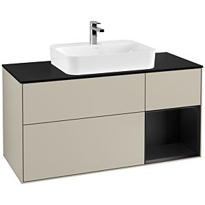 Villeroy and Boch Finion Villeroy and Boch Finion F422PDHH 120cm, cover plate black matt, shelf on the right black matt lacquer, Sand Matt Lacquer