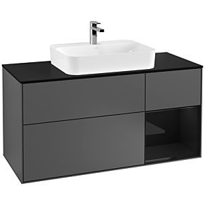 Villeroy and Boch Finion Villeroy and Boch Finion F422PHGK 120cm, cover plate black matt, shelf on the right Glossy Black Lacquer , anthracite matt