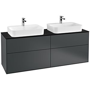 Villeroy und Boch Finion Waschtischunterschrank F43200HG 160x60,3cm, Abdeckplatte black matt, Midnight Blue Matt Lacquer