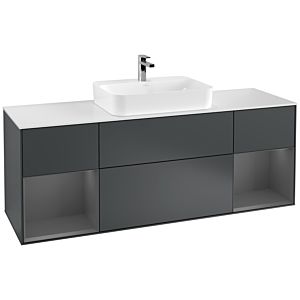 Villeroy et Boch Finion Villeroy et Boch F451GKHG 160x60.3cm, plaque de finition blanc mat, étagères laqué anthracite mat, Midnight Blue Matt Lacquer