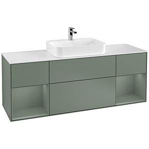 Villeroy and Boch Finion Villeroy and Boch Finion F451GMGM 160x60.3cm, cover plate matt white, shelves olive matt lacquer, Olive Matt Lacquer