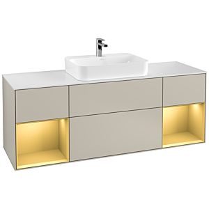 Villeroy and Boch Finion Villeroy and Boch Finion F451HFHH 160x60.3cm, cover plate white matt, shelves gold matt lacquer, Sand Matt Lacquer