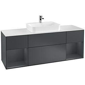 Villeroy und Boch Finion Waschtischunterschrank F451HGHG 160x60,3cm, Abdeckplatte white matt, Regale Midnight matt lacquer, Midnight Blue Matt Lacquer