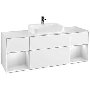 Villeroy und Boch Finion Waschtischunterschrank F451MTGF 160x60,3cm, Abdeckplatte white matt, Regale White matt lacquer, Glossy white lacquer