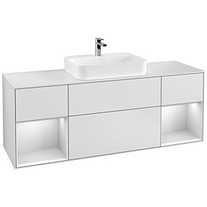 Villeroy et Boch Finion Villeroy et Boch F451MTMT 160x60,3cm, plaque de finition blanc mat, étagères laqué blanc mat, laqué blanc mat