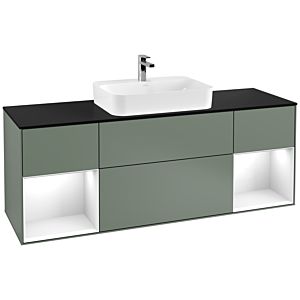 Villeroy and Boch Finion Villeroy and Boch Finion F452GFGM 160x60.3cm, cover plate black matt, shelves Glossy white lacquer, Olive Matt Lacquer