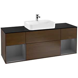 Villeroy and Boch Finion Villeroy and Boch Finion F452GKGN 160x60.3cm, cover plate matt black, shelves anthracite matt lacquer, walnut veneer