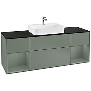 Villeroy and Boch Finion Villeroy and Boch Finion F452GMGM 160x60.3cm, cover plate black matt, shelves olive matt lacquer, Olive Matt Lacquer