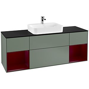 Villeroy and Boch Finion Villeroy and Boch Finion F452HBGM 160x60.3cm, cover plate black matt, shelves Peony matt lacquer, Olive Matt Lacquer