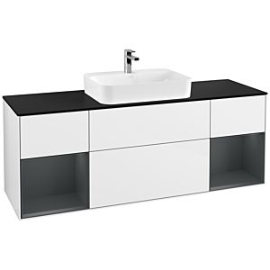 Villeroy and Boch Finion Villeroy and Boch Finion F452HGGF 160x60.3cm, black matt cover plate, Midnight matt lacquer shelves, Glossy white lacquer