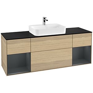 Villeroy and Boch Finion Villeroy and Boch Finion F452HGPC 160x60.3cm, cover plate black matt, shelves Midnight matt lacquer, Oak Veneer