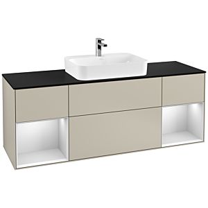 Villeroy and Boch Finion Villeroy and Boch Finion F452MTHH 160x60.3cm, cover plate black matt, shelves white matt lacquer, Sand Matt Lacquer