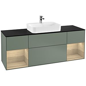 Villeroy and Boch Finion Villeroy and Boch Finion F452PCGM 160x60.3cm, cover plate black matt, shelves Oak Veneer , Olive Matt Lacquer