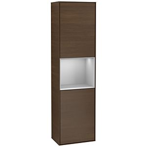 Villeroy und Boch Finion Hochschrank F460GJGN 41,8x151,6x27cm, links, Regal Grey Matt Lacquer, Walnut veneer