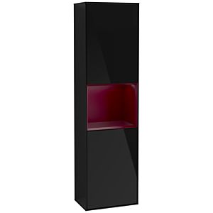 Villeroy und Boch Finion Hochschrank F460HBPH 41,8x151,6x27cm, links, Regal Peony Matt Lacquer, Glossy Black Lacquer