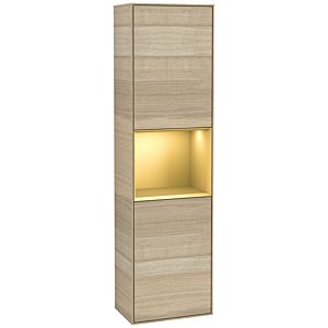 Villeroy und Boch Finion Hochschrank F460HFPC 41,8x151,6x27cm, links, Regal Gold Matt Lacquer, Oak Veneer