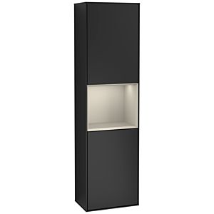 Villeroy und Boch Finion Hochschrank F460HHPD 41,8x151,6x27cm, links, Regal Sand Matt Lacquer, Black matt lacquer