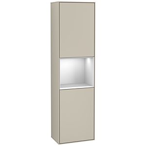 Villeroy und Boch Finion Hochschrank F460MTHH 41,8x151,6x27cm, links, Regal White Matt Lacquer, Sand Matt Lacquer
