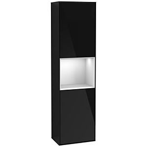 Villeroy und Boch Finion Hochschrank F460MTPH 41,8x151,6x27cm, links, Regal White Matt Lacquer, Glossy Black Lacquer