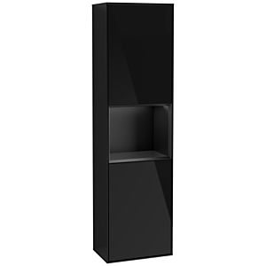 Villeroy und Boch Finion Hochschrank F460PDPH 41,8x151,6x27cm, links, Regal Black Matt Lacquer, Glossy Black Lacquer