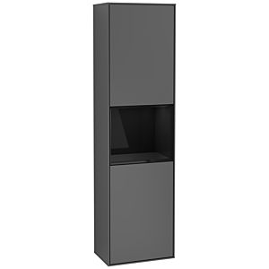 Villeroy und Boch Finion Hochschrank F460PHGK 41,8x151,6x27cm, links, Regal Glossy Black Lacquer, Anthracite matt